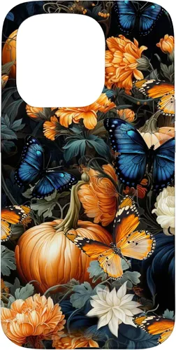Vista 14 de iPhone 16 Autumn Leaves Butterflies Pumpkins Fall Season Thanksgiving Case
