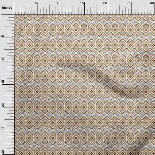 Vista 3 de oneOone Cotton Flex Beige Fabric Ikat Sewing Material Print Fabric By The Yard 40 Inch Wide
