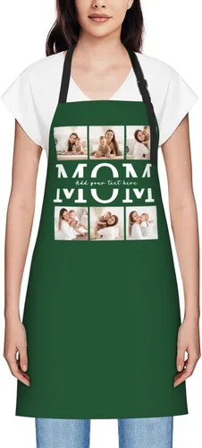 Vista 75 de Delantales personalizados para mujer, diseño de delantal de chef ajustable con nombre, textos, fotos, flores, regalos para el día de la madre