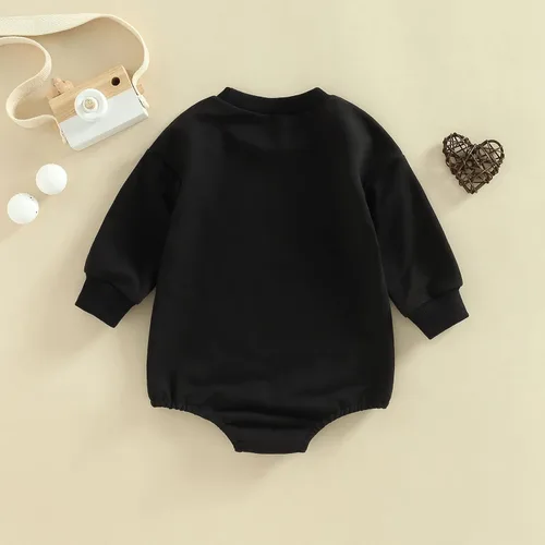 Vista 11 de SOLILOQUY Traje de manga larga con cuello redondo para el primer día de San Valentín para bebé niño y niña, mameluco de corazón de amor