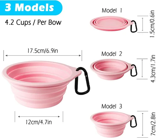 Vista 4 de PetBonus 2-Pack Silicone Collapsible Dog Bowls and Dog Collar Safety Clip