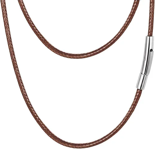 Vista 31 de PROSTEEL Collar de cuero impermeable para hombre, 0.079 in/0.118 in, 16 a 30 pulgadas, con cierre de acero inoxidable, cadena de bricolaje