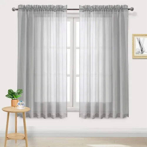 Vista 169 de DWCN Cortinas Transparentes Aqua de Voile Semitransparente con Bolsillo para Barra para Dormitorio y Sala de Estar, 36 x 36 pulgadas de Largo, Juego