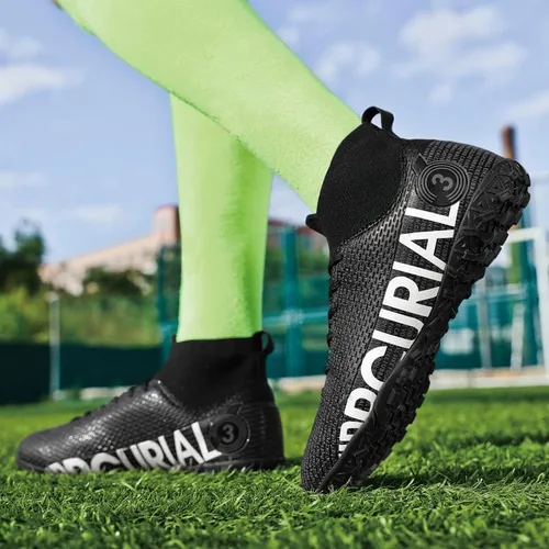 Vista 4 de zcdyn Zapatos de fútbol unisex para niños grandes Fgag de caña alta con picos de fútbol para jóvenes, entrenamiento profesional, césped, botas