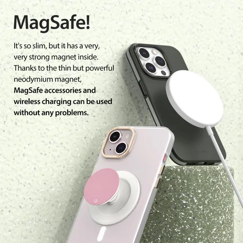 Vista 6 de araree Aero Frame - Funda diseñada para iPhone 15, compatible con MagSafe, policarbonato duro, delgada, translúcida, mate, antideslizante, cuerpo