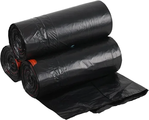 Vista 8 de Bolsas de basura con cordón de 3 galones, bolsas de basura de fondo plano, 110 unidades Negro, 3 rollos, forros para latas pequeñas resistentes a