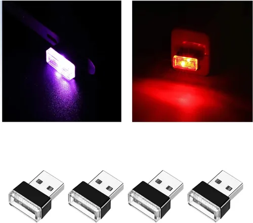 Vista 21 de Ziciner 6 PCS Lámpara de Ambiente Interior de Coche LED USB, Mini Luz Nocturna LED Portátil, Kit de Iluminación Ambiental de Maletero con Interfaz