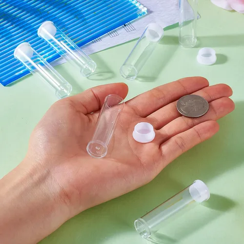 Vista 2 de Craftdady Juego de 100 tubos de almacenamiento vacíos de plástico transparente transparente pequeños con cuentas, botellas de prueba, cajas
