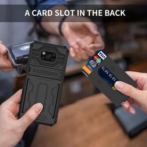 Vista 6 de Funda de teléfono para Xiaomi Poco X3 NFC/Poco X3 Pro/Poco X3 con protector de pantalla, cartera desmontable titular de tarjeta de crédito Soporte