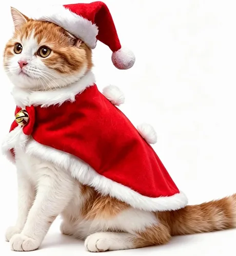 Vista 9 de NAMSAN Disfraz de marinero para mascotas, perros pequeños, conejos, sombrero de marinero de gato de Halloween con cuello de corbata, capa de Blanco