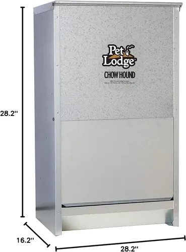 Vista 4 de Pet Lodge Little Giant CH50 - Alimentador automático para perros de acero de calibre pesado para interiores y exteriores, con capacidad de 50 libras
