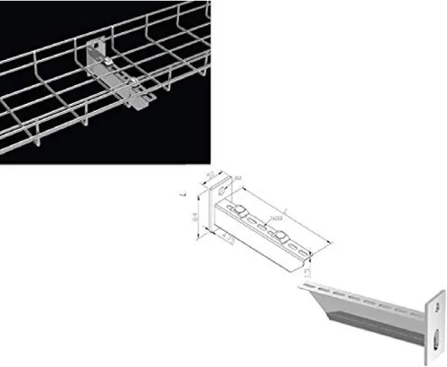 Vista 13 de Kable Kontrol Soporte de piso lateral de 2 pulgadas – Soporte de bandeja de cable de malla de alambre – Bandeja de malla de alambre Cesta de cables