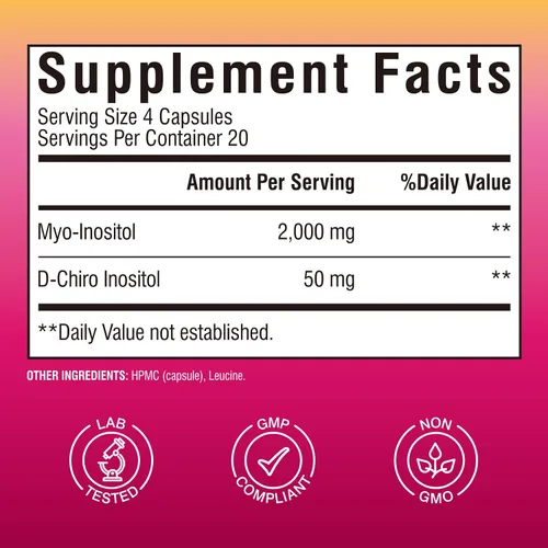 Vista 2 de Vitalibre Suplemento de inositol, Myo-Inositol y D-Chiro Inositol Suplementos para Mujeres, Proporción Ideal 40:1, Equilibrio Hormonal y Bienestar