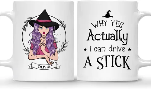 Vista 26 de Gossby Taza de café de bruja personalizada, regalo personalizado de Halloween para mujeres, hermana, mejor amiga, mamá, abuela con diseño, nombre