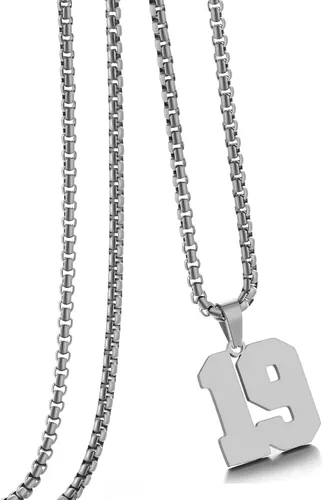 Vista 57 de Collar de Número Dorado para Hombre, Cadena de Acero Inoxidable con Colgante de Número para Atletas, Joyería Deportiva Personalizada para Niños