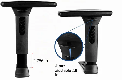 Vista 3 de Frassie Par de reposabrazos de silla ajustable en altura, juego de brazos de silla de jefe de juego, color negro (3D)