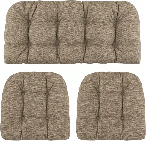 Vista 21 de RSH DECOR: Sunbrella - Juego de 3 cojines de mimbre copetudos 41 x 19 pulgadas y 19 x 19 pulgadas Fabricado con tela de rendimiento Sunbrella