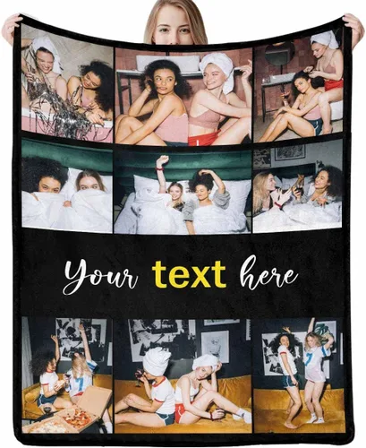 Vista 30 de D-Story Manta personalizada con fotos, manta de fotos personalizada con cualquier texto, manta de forro polar personalizada para cama, sofá