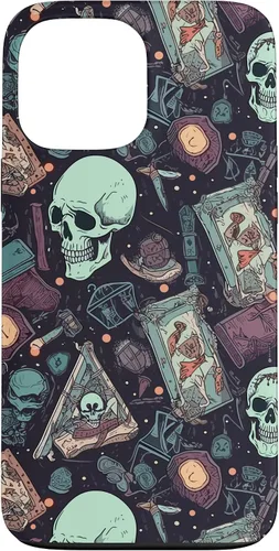Vista 24 de Eerie Tarot Cards and Crystals Pattern Scary Cute Halloween Case for iPhone 17
