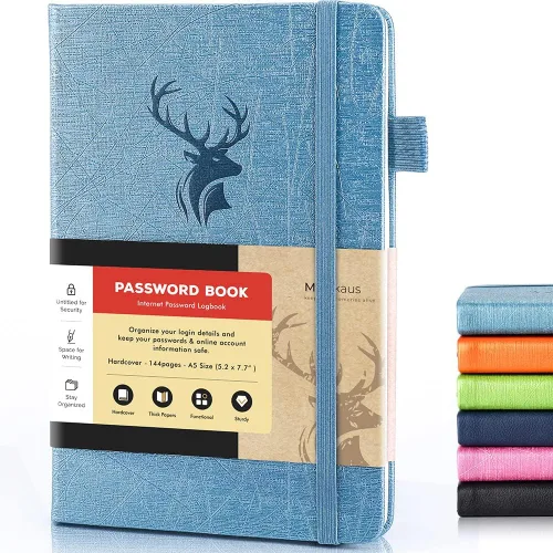 Vista 22 de molekaus Libro de contraseñas con pestañas alfabéticas, pequeño guardián de contraseñas con espacio adicional para cambiar la contraseña. Cuaderno