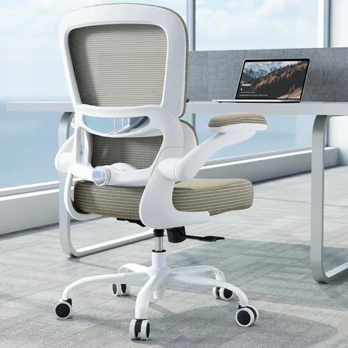 Vista 24 de TRALT Silla ergonómica de oficina, silla de escritorio con soporte lumbar ajustable, silla de computadora cómoda de malla con reposabrazos