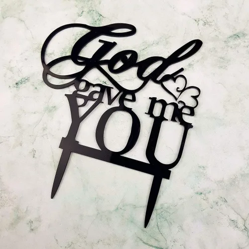 Vista 3 de Decoración para tartas de boda God Gave Me You (negro)