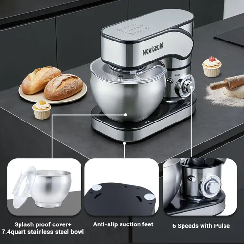 Vista 5 de Mezclador de pie de acero inoxidable de 6 velocidades y 7.4 Plateado (Stainless Steel Silver)