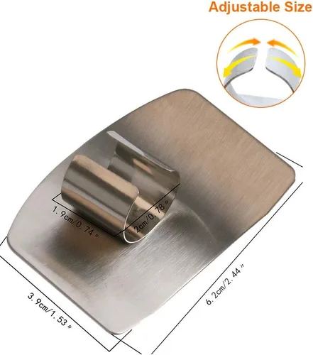 Vista 4 de 2 protectores de dedos para ayuda de corte, herramienta de cocina, protector de cuchillo de acero inoxidable, ajustable para proteger los dedos