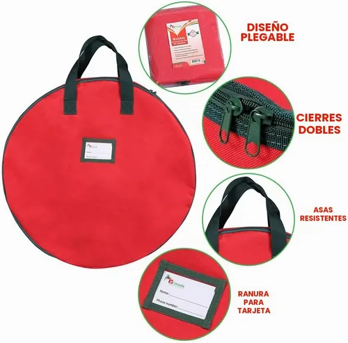 Vista 3 de Bolsa de almacenamiento de corona de Navidad con asas de 24 pulgadas