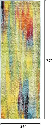 Vista 2 de Unique Loom colección Lyon - Alfombra abstracta y moderna, Polipropileno, Azul (multi/blue)
