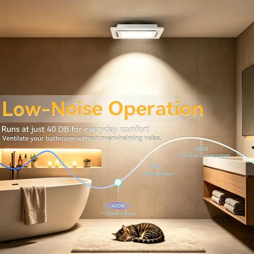 Vista 8 de Extractor de baño con ventilador de ventilación LED de 145 CFM