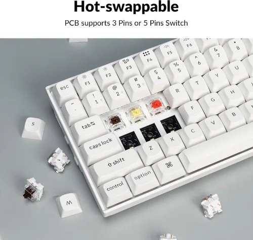 Vista 4 de Keychron K2 Pro 75% Layout Teclado mecánico inalámbrico Bluetooth, teclado para juegos con cable tipo C programable personalizado