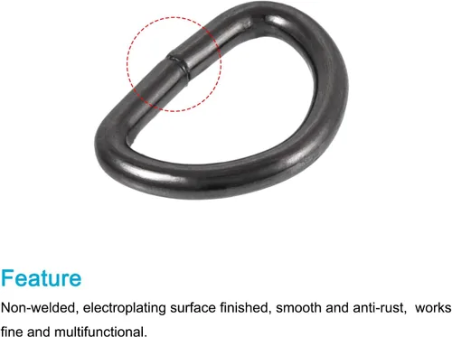 Vista 4 de METALLIXITY Metal Rings Non-welded D-shaped Ring Buckles for Hardware DIY Keychains Card Holders Purse