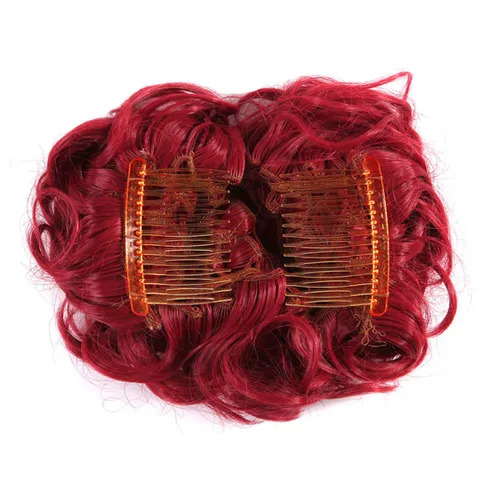 Vista 3 de Extensión de moño de pelo corto y desordenado, fácil de estirar, peinetas de pelo con clip, coletero, bandeja para chignon, pieza de cabello
