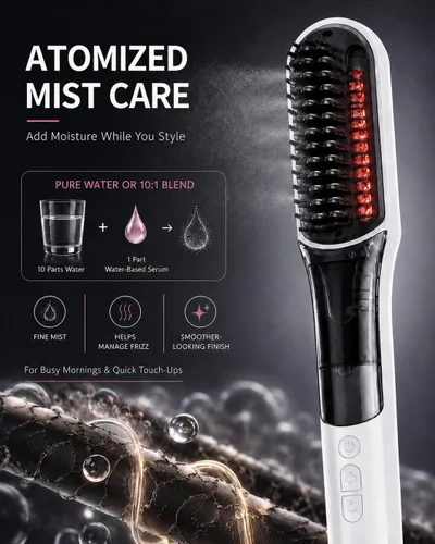 Vista 2 de Cepillo alisador de pelo de vapor para mujeres, peine alisador con niebla