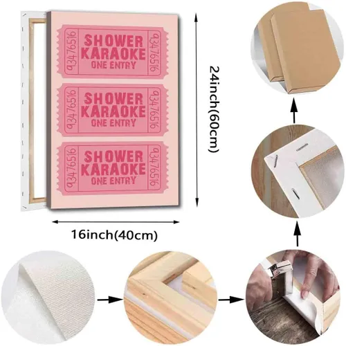 Vista 2 de Mostemauo Shower Karaoke Poster Shower Karaoke Ticket Wall Art Retro Pink Poster Pink Aesthetic Pictures Trendy Retro Posters Aesthetic Pictures 1