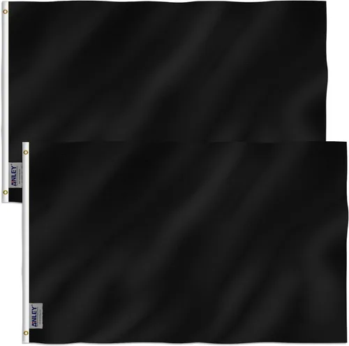 Vista 18 de Bandera ANLEY cuadriculada de color sólido, Negro