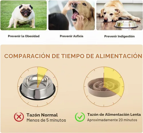 Vista 5 de Havniva Cuencos elevados para perros de alimentación lenta, 6.1 pulgadas 1 x café marrón - C