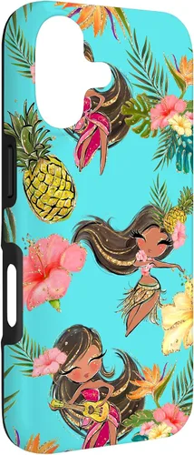 Vista 3 de Hula - Funda para iPhone 17, diseño de Hawaii, para niñas, color azul turquesa