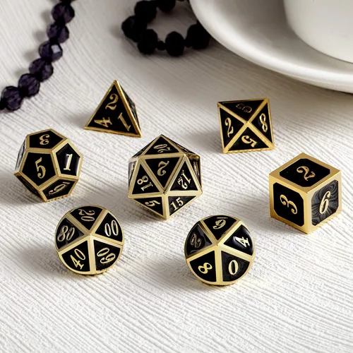 Vista 2 de DNDND Juego de dados de metal negro con estuche y 6 D6 adicionales, aleación de zinc, negro