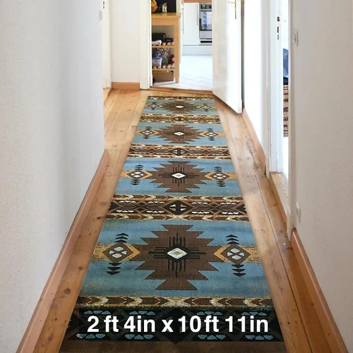 Vista 15 de YHSF South West - alfombra estilo nativo americano del suroeste C318 - fácil de limpiar, gruesa, suave, duradera, alfombra inspirada en tribus