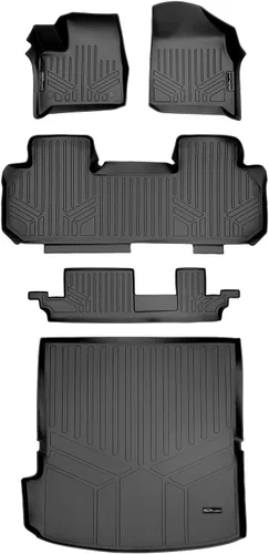 Vista 33 de SMARTLINER Juego de alfombrillas de piso de 2 filas compatibles con Chevrolet Traverse 2011-2017