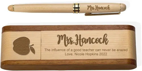 Vista 10 de Juego de bolígrafos y estuches de madera personalizados, bolígrafo de madera natural, regalo de cumpleaños/Navidad/graduación