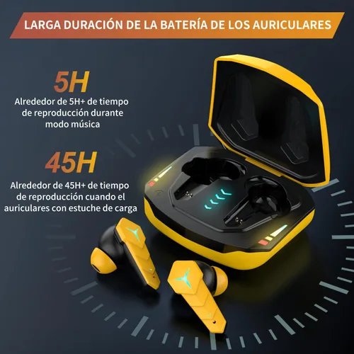 Vista 5 de Kingstar - Auriculares inalámbricos para juegos, Bluetooth 5.0 con micrófono, auriculares para juegos intraurales, 50 ms, emparejamiento automático