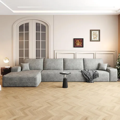 Vista 39 de AUGOP Sofá modular moderno de 96 pulgadas para sala de estar, sofá modular con sofás en forma de L, sofá tapizado sin hueso, sofá seccional con Negro