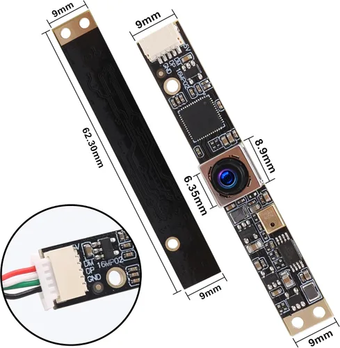 Vista 6 de Módulo de cámara USB de enfoque automático de 16 MP con micrófono, cámara de grabación de luz de gran angular de 100 grados para grabador láser