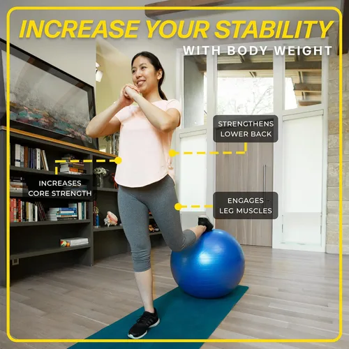 Vista 2 de 26 Inch Exercise Ball, Yoga Ball for Workout, Balance Stability, Fitness Ball for Office, Home, Gym, Balance Balls with Quick Pump