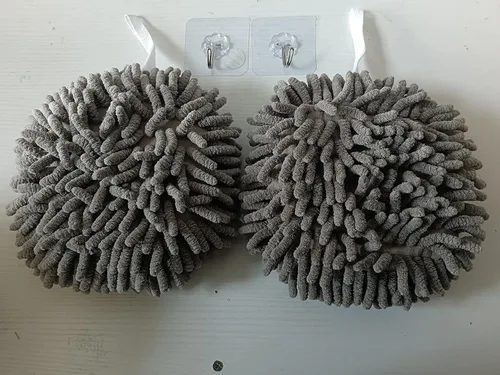 Vista 7 de Ivymei Paquete de 3 toallas de mano de felpilla mullidas, bonitas toallas de mano colgantes con lazo para cocina y baño, toallas de baño de mano