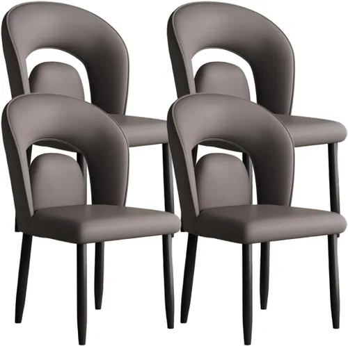 Vista 17 de YVYKFZD Leather Dining Chairs, Kitchen Chairs Set with Curved Back, Upholstered Dining Room Chair, Armless Comfy Side Chair, for Living Room, Dark