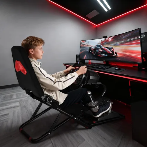 Vista 5 de RACGTING Racing Simulator Cockpit for G920 G29 G923, Foldable Racing Simulator for Thrustmaster T248X T248 T300 T150 458 TX Xbox PS5 PS4 PC (Black)